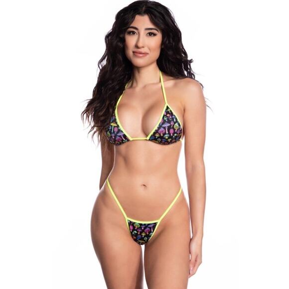 🦋B2G1🦋MIDNIGHT BALLERINA Lights Out Tri-Top & Scrunch Back Bikini Set Dance Wear - Picture 1 of 3